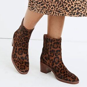 Madewell Chelsea autumn high leopard calf hair‎ bootie NEW 6
